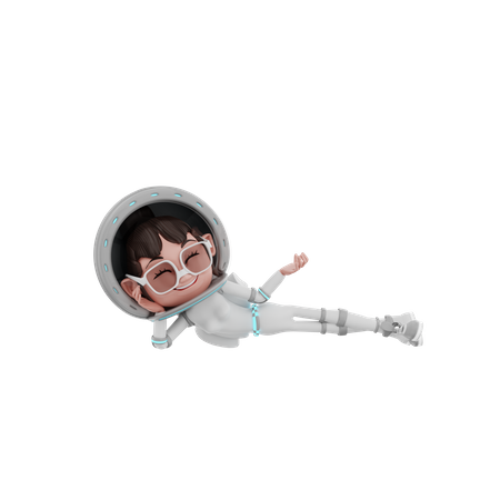 Female Astronaut lying in space 3D Illustration