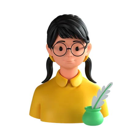 Female Author  3D Icon