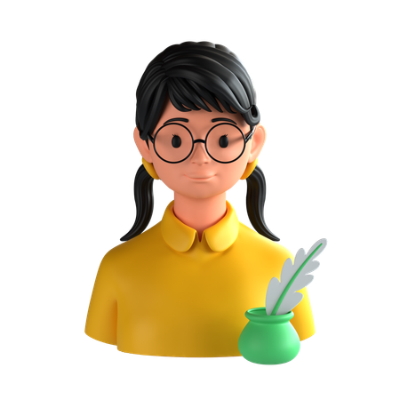 Female Author  3D Icon