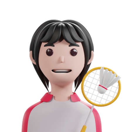 女子バドミントン選手  3D Icon