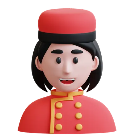 Female Bellhop  3D Icon