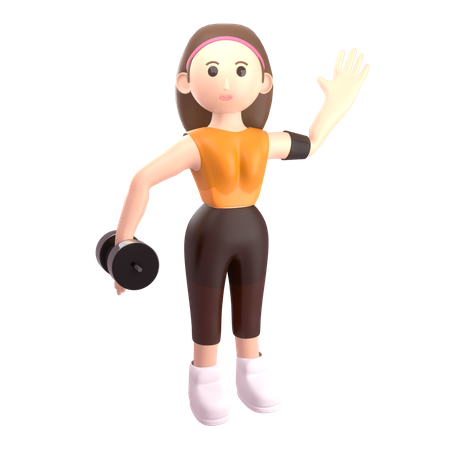 Female bodybuilder doing exercise with dumbbells  3D Illustration