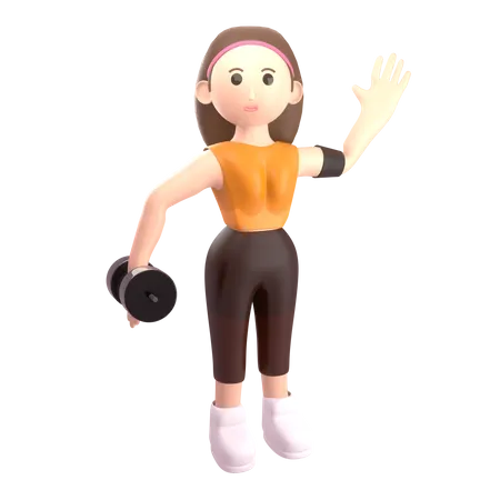 Female bodybuilder doing exercise with dumbbells  3D Illustration