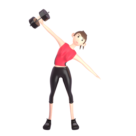 Female bodybuilder doing exercise with dumbbells  3D Illustration