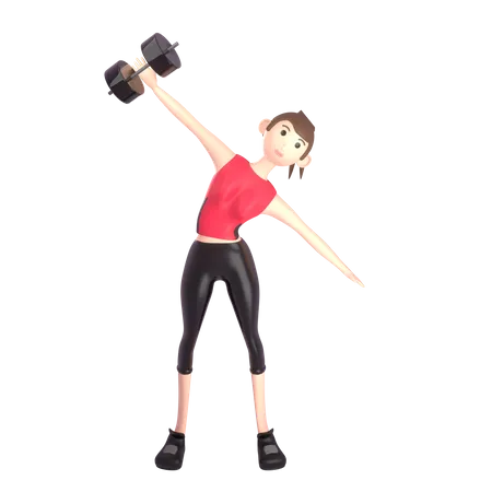 Female bodybuilder doing exercise with dumbbells  3D Illustration