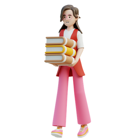 Female Bring A Book  3D Illustration