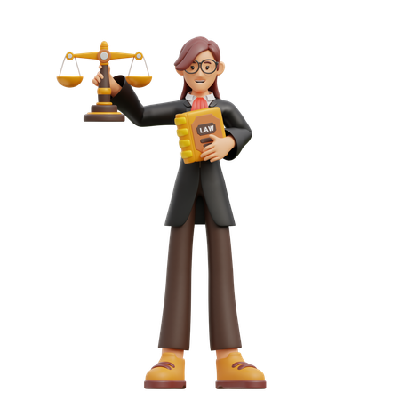 Female bring justice and books  3D Illustration