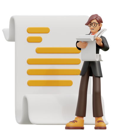 Female bring paper and write  3D Illustration