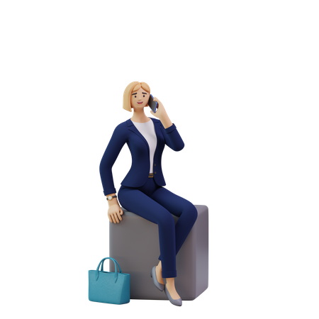 Female business person talking on call  3D Illustration