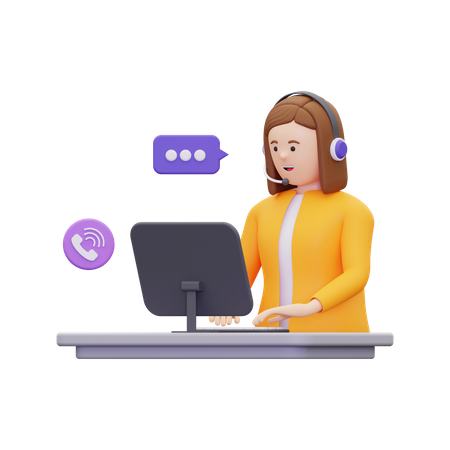Female call center agent  3D Icon