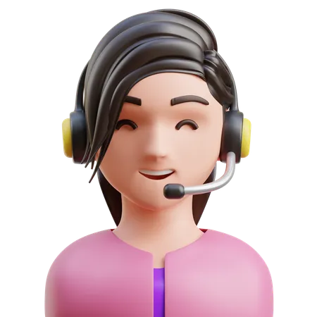 Female Call Operator  3D Icon