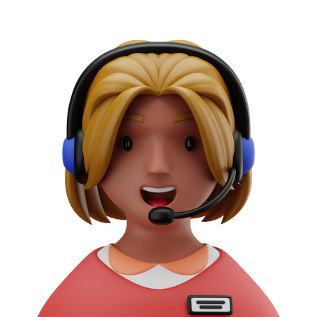 Female Call Operator  3D Icon