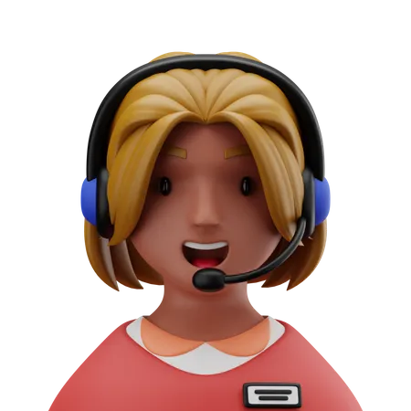 Female Call Operator  3D Icon