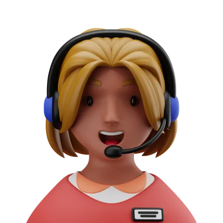 Female Call Operator  3D Icon