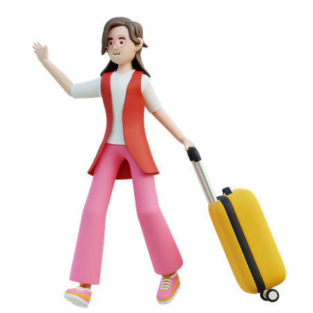 Female Carrying A Suitcase  3D Illustration