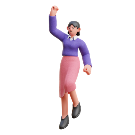 Female celebrating Winning pose 3D Illustration