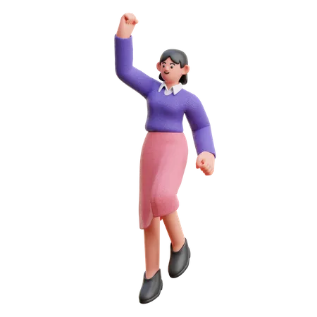 Female celebrating Winning pose 3D Illustration