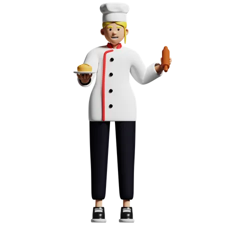 Female Chef  3D Illustration