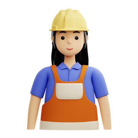 Female Construction Worker  3D Icon