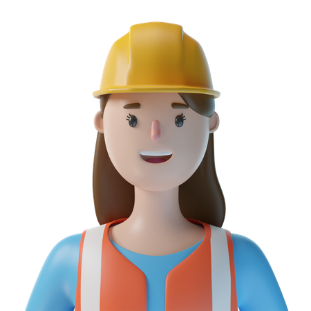 Female Construction Worker  3D Illustration