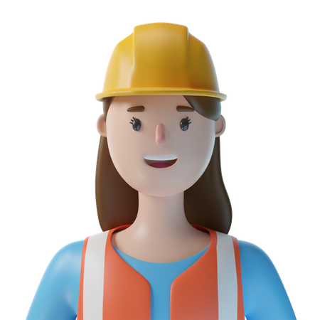 Female Construction Worker 3D Illustration