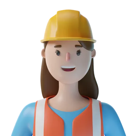 Female Construction Worker  3D Illustration