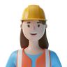 female construction worker 3d illustration