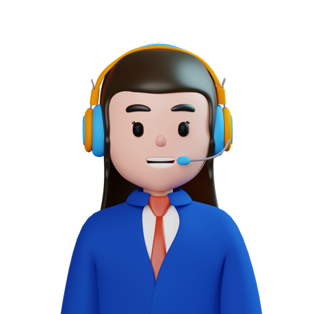 Female Customer Call Service  3D Icon