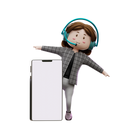 Female customer care consultant with smartphone  3D Illustration