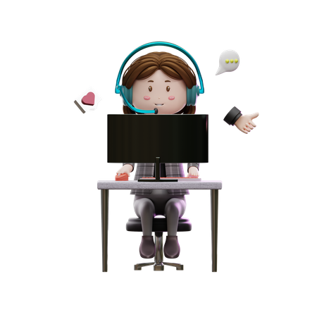 Female customer care employee  3D Illustration