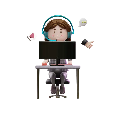 Female customer care employee  3D Illustration