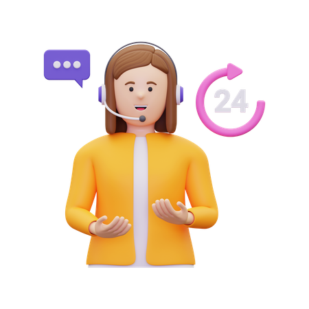 Female customer service agent available 24 hours  3D Icon