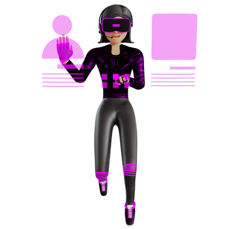 Female Customer Service On Virtual Reality Device Metaverse  3D Illustration