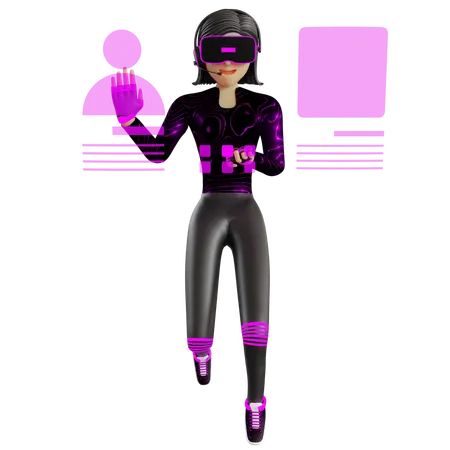 Female Customer Service On Virtual Reality Device Metaverse  3D Illustration