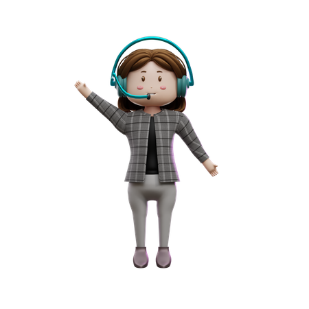 Female customer support executive feeling happy  3D Icon