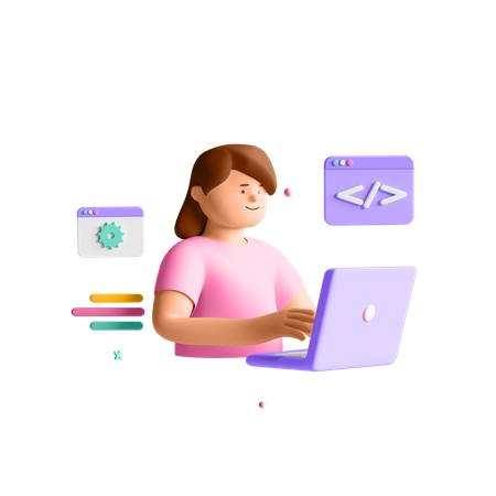 Female Developer  3D Icon
