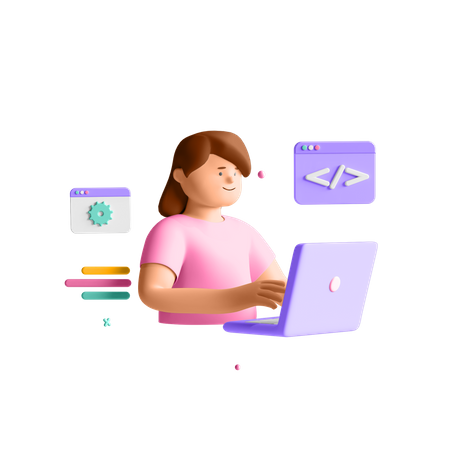 Female Developer  3D Illustration