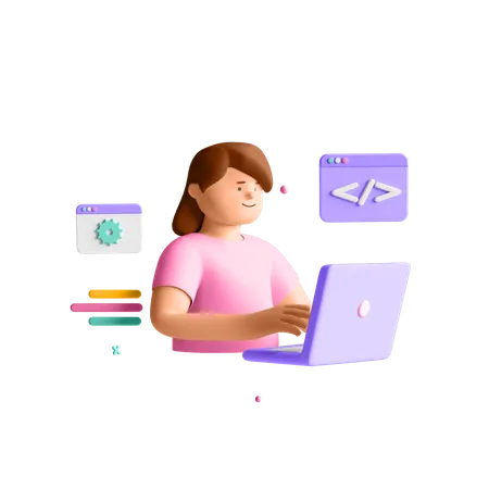 Female Developer  3D Illustration