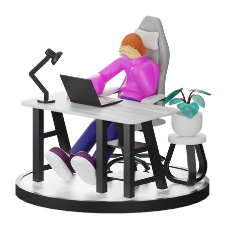 Female Dizziness At Work  3D Illustration