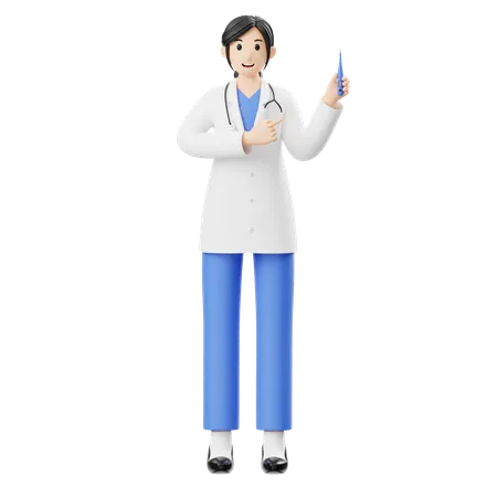 Female Doctor Carrying Thermometer  3D Illustration