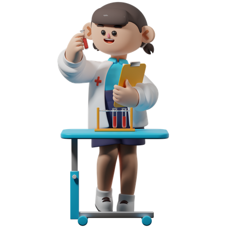 Female Doctor Check Tests of Patients  3D Icon