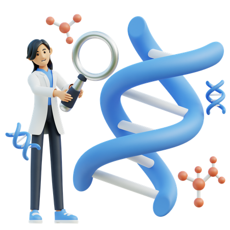 Female doctor checks DNA  3D Illustration