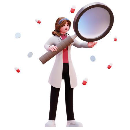 Female doctor doing research  3D Illustration