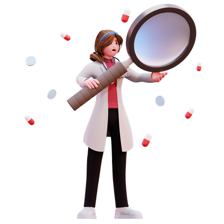 Female doctor doing research  3D Illustration