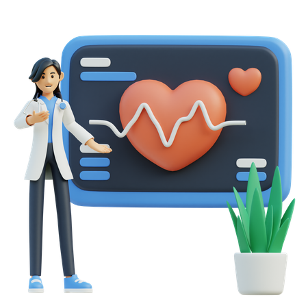 Female doctor explained the monitor's liver detection  3D Icon