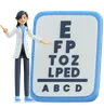 Female doctor eye test using an eye chart