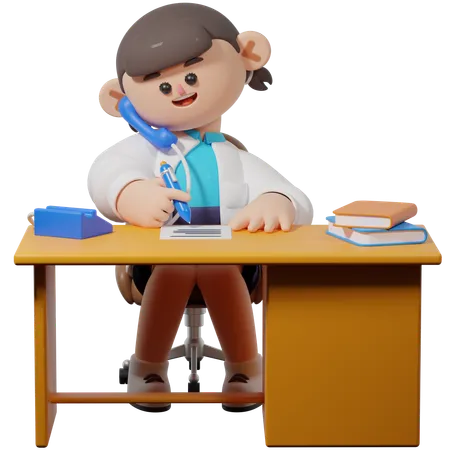 Female Doctor Gets a Call  3D Illustration