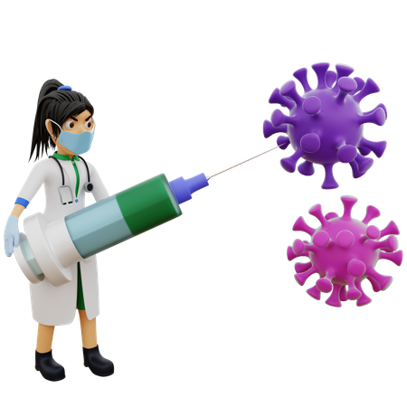 Female doctor giving covid vaccine 3D Illustration