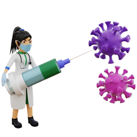 Female doctor giving covid vaccine 3D Illustration