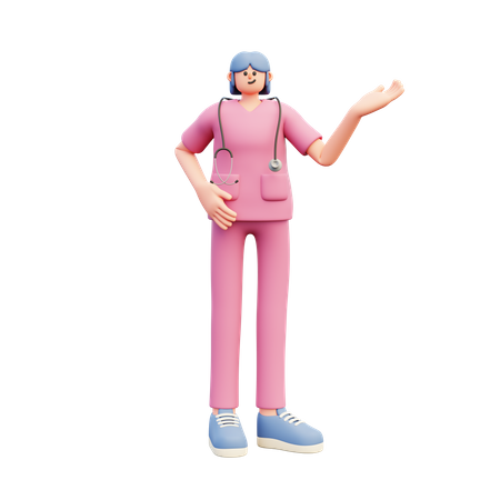 Female Doctor Giving Presentation  3D Icon